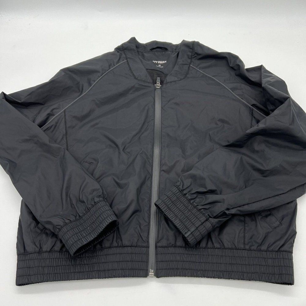 Ivy Park Women's M Black Zip Front Windbreaker Jacket Bomber Beyonce